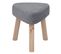 Tabouret D'appoint En Bois Et Tissu Polyester Coloris Gris, Naturel - L. 32 X P. 32 X H. 36 Cm