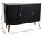 Buffet, Meuble De Rangement En Bois Avec 3 Portes Coloris Noir  - L. 118 X P. 37 X H. 80 Cm