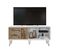 Meuble TV En Bois Avec 1 Porte Coloris Blanc, Chêne Buriti - L. 136 X P. 36 X Hauteur 46 Cm