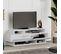 Meuble TV Avec 2 Portes Coloris Blanc - Longueur 125 X Profondeur 32 X Hauteur 42 Cm