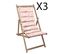 Lot De 3 Chiliennes De Jardin En Bois Naturel Et Tissu Coloris Rouge, Blanc