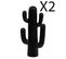 Lot De 2 Cactus Décoratifs, Décorations D'extérieur Coloris Noir -  L. 28 X P. 14,5  X H. 57  Cm