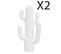 Lot De 2 Cactus Décoratifs, Décorations D'extérieur Coloris Blanc -  L. 28  X P.  14,5  X H. 57  Cm
