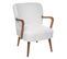 Fauteuil Avec Accoudoirs En Bois, Polyester Coloris Blanc, Marron  -  L. 62,5  X P. 71 X H. 79 Cm