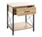 Meuble Console, Table Console En Bois Coloris Chêne Clair  Et Métal Coloris Noir