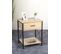 Meuble Console, Table Console En Bois Coloris Chêne Clair  Et Métal Coloris Noir