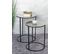 Table D'appoint Ronde En Métal Noir Et Aluminium Argenté - Diamètre 46 X Hauteur 60 Cm