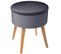 Tabouret Coffre En Velours Tess - H. 44 Cm - Gris Trend