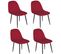 Lot De 4 Chaises De Table Design Velours Inoui - Rouge