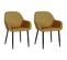 Lot De 2 Fauteuils De Table Giulia Effet Velours - Jaune Moutarde