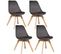 Lot De 4 Chaises Effet Velours Baya - Gris