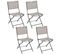 Lot De 4 Chaises De Jardin Pliable Modula - Acier Et Polyester - Taupe Et Gris