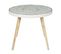 Table Basse Ronde Arabesque - Diamètre 50 Cm - Blanc Et Beige