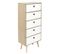 Chiffonnier 5 Tiroirs - En Mdf Et Bois - Blanc Et Marron