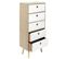 Chiffonnier 5 Tiroirs - En Mdf Et Bois - Blanc Et Marron