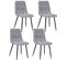 Lot De 4 Chaises Sirac Effet Velours - Gris Clair