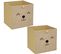 Lot De 2 Boîtes De Rangement Enfant Effet Jute Animal - L. 29 X L. 29 Cm - Marron