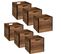 Lot De 6 Boîtes De Rangement Design En Mdf Effet Bois - Marron Et Noir