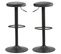 Lot De 2 Tabourets De Bar Avec Repose Pieds Et Hauteur Réglable En Tissu Et Métal - Gris Et Noir