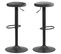 Lot De 2 Tabourets De Bar Avec Repose Pieds Et Hauteur Réglable En Tissu Et Métal - Gris Et Noir