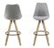 Lot De 2 Tabourets De Bar En Tissu Et Bois D'hévéa - Gris