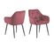 Lot De 2 Chaises De Salle à Manger Avec Accoudoirs Effet Velours - Rose Et Noir