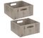 Lot De 2 Boîtes De Rangement Carrée En Mdf - L. 31 X H. 15 Cm - Gris, Effet Bois