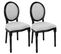 Lot De 2 Chaises Eleonor Style Baroque En Bois Et Polyester - Gris Et Noir