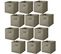 Lot De 12 Cubes De Rangement Pliables En Tissus Avec Poignée - 30x30x30cm - Taupe