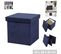 Pouf De Rangement Pliable Kube En Velours Côtelé - Bleu