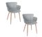 Lot De 2 Fauteuils Coque Lorens En Polypropylène Et Métal - Gris Et Marron