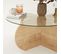 Table Basse Ronde Luminix En Verre Et Bois - Beige