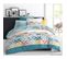 Pack Complet Bluberry Blue Housse De Couette Pour Lit 140 X 190 Cm 100% Coton / 57 Fils/cm²