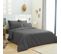 Parure De Draps 4 Pièces Unicolore Anthracite Pour Lit 140 X 190 Cm 100% Coton / 57 Fils/cm²