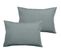 Lot De 2 Taies D'oreiller Percale Pur Coton 80 Fils/cm² - Lichen - 50 X 70 + 5 Cm Volant Plat Piqué