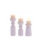 Boston - Set De 3 Bougeoirs Bois Design,  Coloris Rose