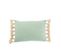 Coussin Rectangle Pompon Coton Polyester Bleu - L 35 X L 50 X H 10 Cm