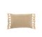 Coussin Rectangle Pompon Coton Polyester Taupe - L 35 X L 50 X H 10 Cm