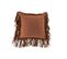 Coussin Franges Carre Cuir Cognac - L 42 X L 41 X H 0,8 Cm