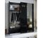 Armoire 2 Portes Coulissantes Laqué Noir Brillant / Or - Seborga - L 182 X L 63 X H 210 Cm