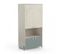 Armoire 4 Portes Battantes 1 Niche Bois Beige/vert - Sasha - L 89 X L 50 X H 183 Cm