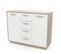 Buffet 2 Portes 4 Tiroirs Chêne/blanc - Ano - L 113 X L 37 X H 84 Cm