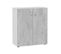 Armoire Basse 2 Portes Battantes Blanc/béton - Siminti - L 80 X L 37 X H 92 Cm