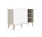 Buffet 2 Portes 3 Niches Bois/blanc - Rora - L 104 X L 46 X H 79 Cm