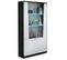 Vitrine 4 Portes Laqué Blanc Et Noir Brillant LEDs - Lasina - L 104 X L 47 X H 189 Cm