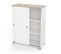 Buffet 2 Portes Coulissantes Blanc Mat/chêne Clair - Zily - L 80 X L 35 X H 101 Cm