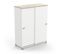 Buffet 2 Portes Coulissantes Blanc Mat/chêne Clair - Zily - L 80 X L 35 X H 101 Cm