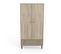 Armoire Penderie 2 Portes Battantes + 1 Tiroir Chêne Clair - Gonsai - L 90 X L 50 X H 180 Cm