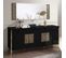 Buffet 3 Portes Battantes + Miroir Noir Brillant/or - Nahesa