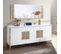 Buffet 3 Portes Battantes + Miroir Blanc Brillant/or - Nahesa